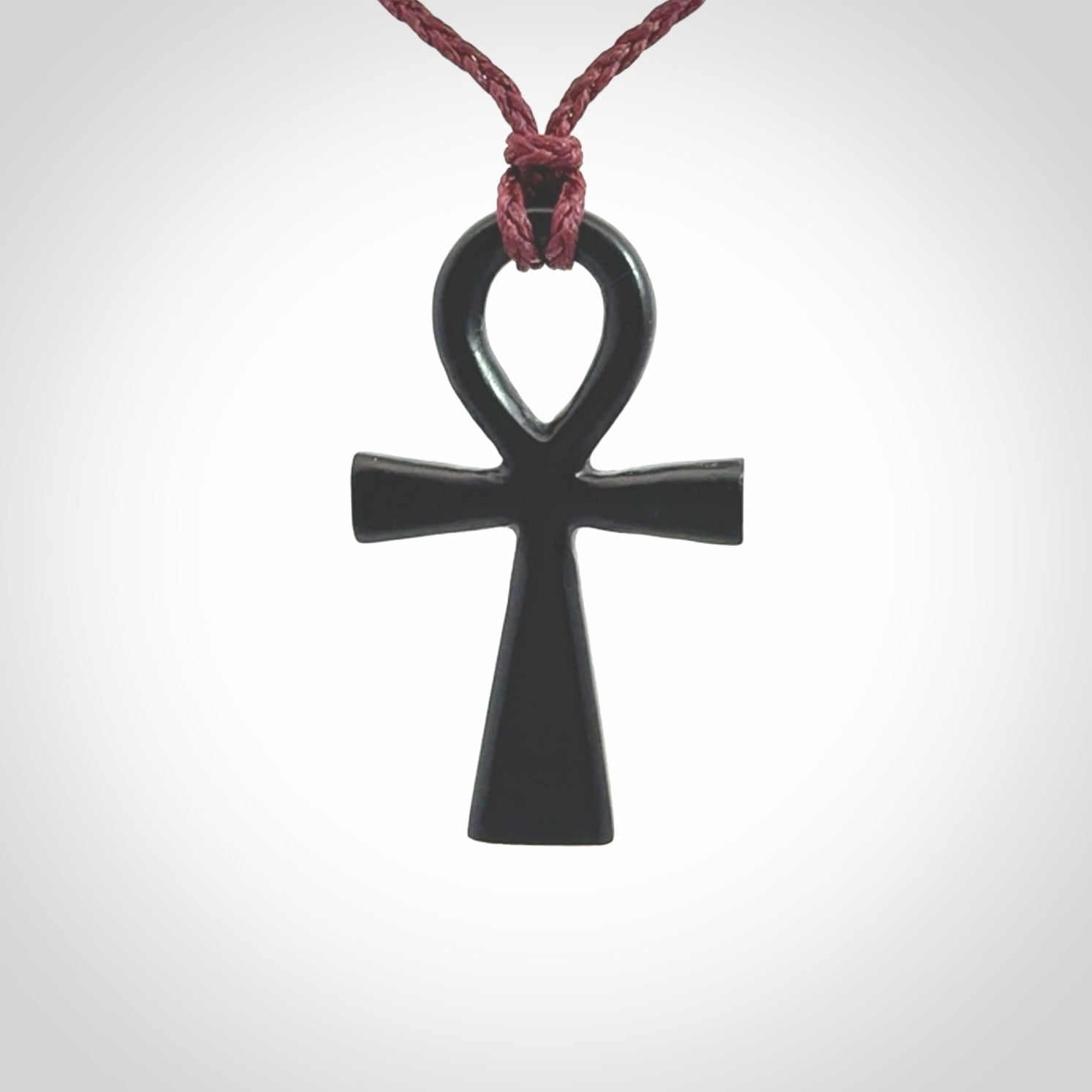 Black jade ankh cross pendant. Handmade jade jewellery made by NZ Pacific and for sale online.