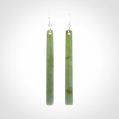 These are stunning drop shaped jade earrings carved in New Zealand Inanga Jade and with Sterling Silver hook and findings.
