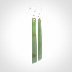 These are stunning drop shaped jade earrings carved in New Zealand Inanga Jade and with Sterling Silver hook and findings.