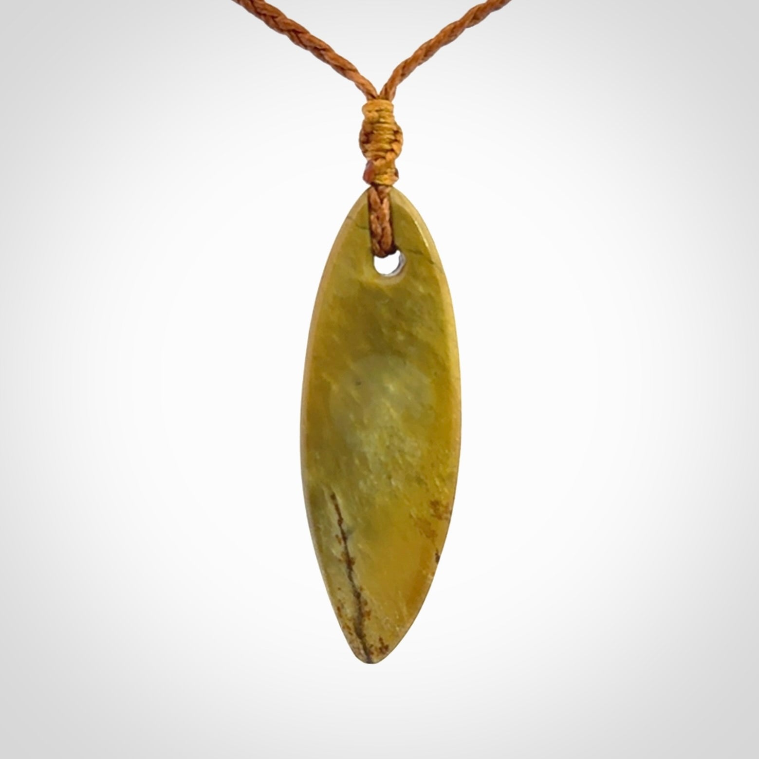 Hand carved New Zealand Flower Jade drop pendant.