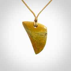 Hand carved New Zealand Flower Jade, niho, drop pendant.