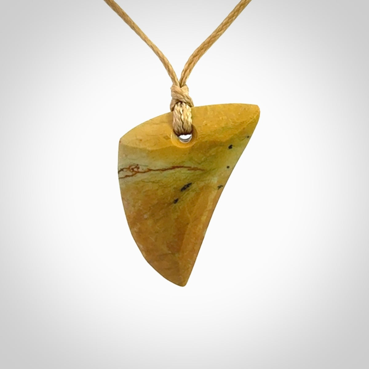 Hand carved New Zealand Flower Jade, niho, drop pendant.