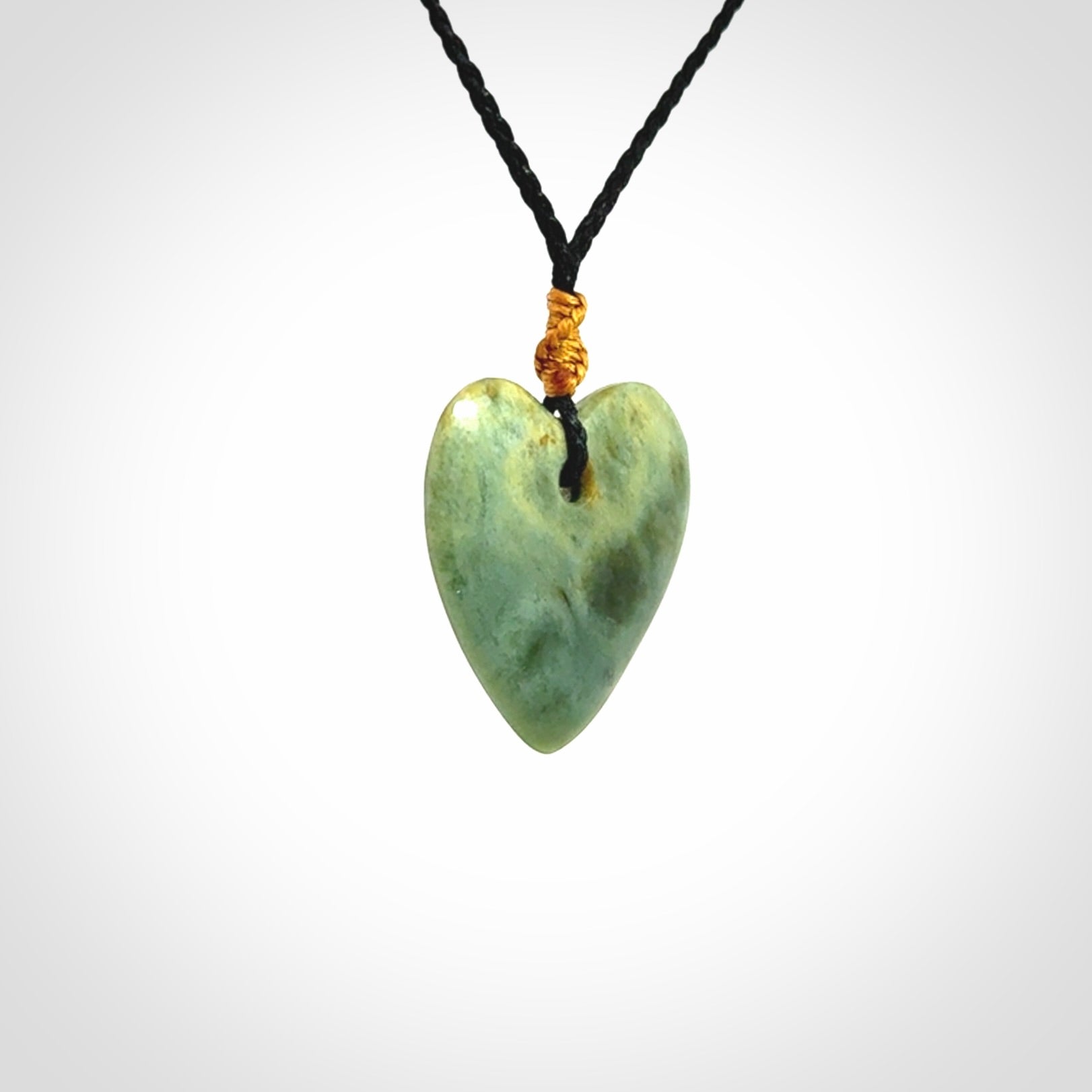 Hand Carved New Zealand Inanga Jade Heart Pendant