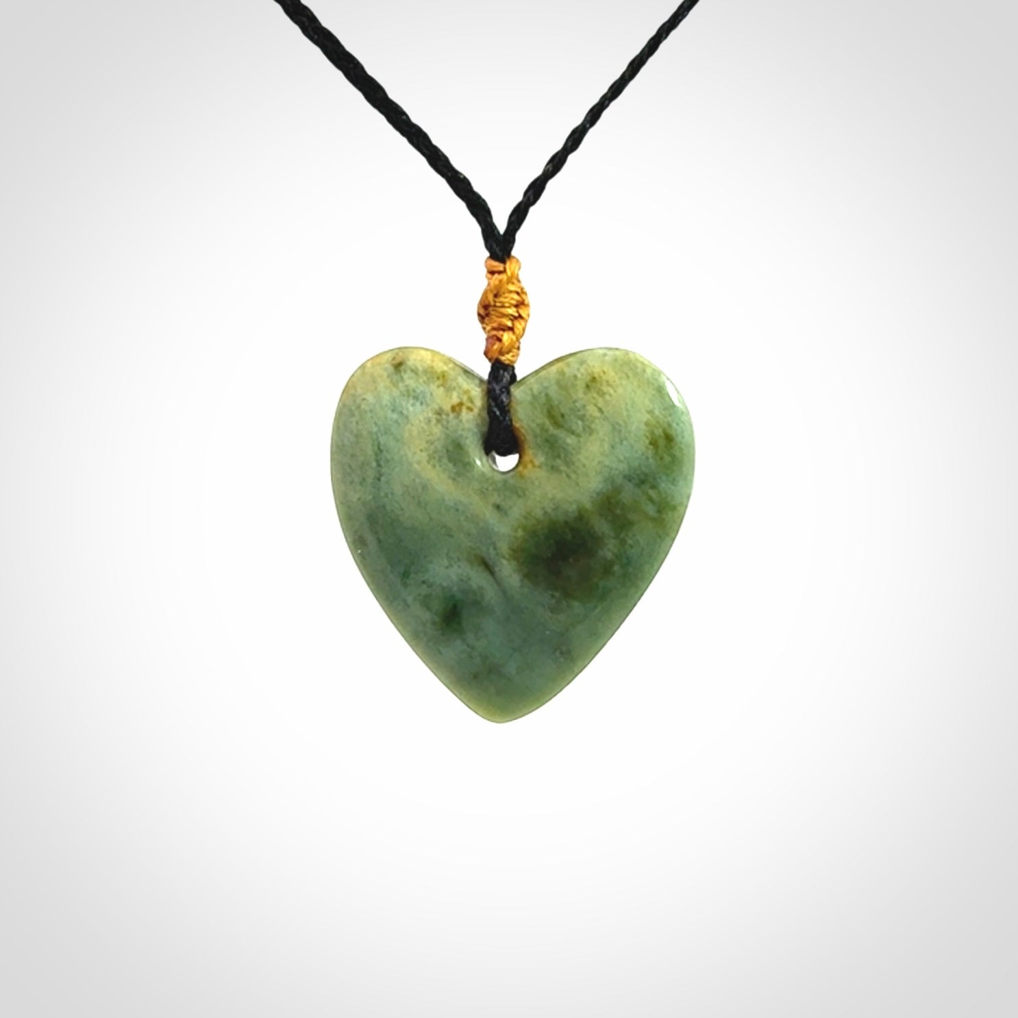 Hand Carved New Zealand Inanga Jade Heart Pendant