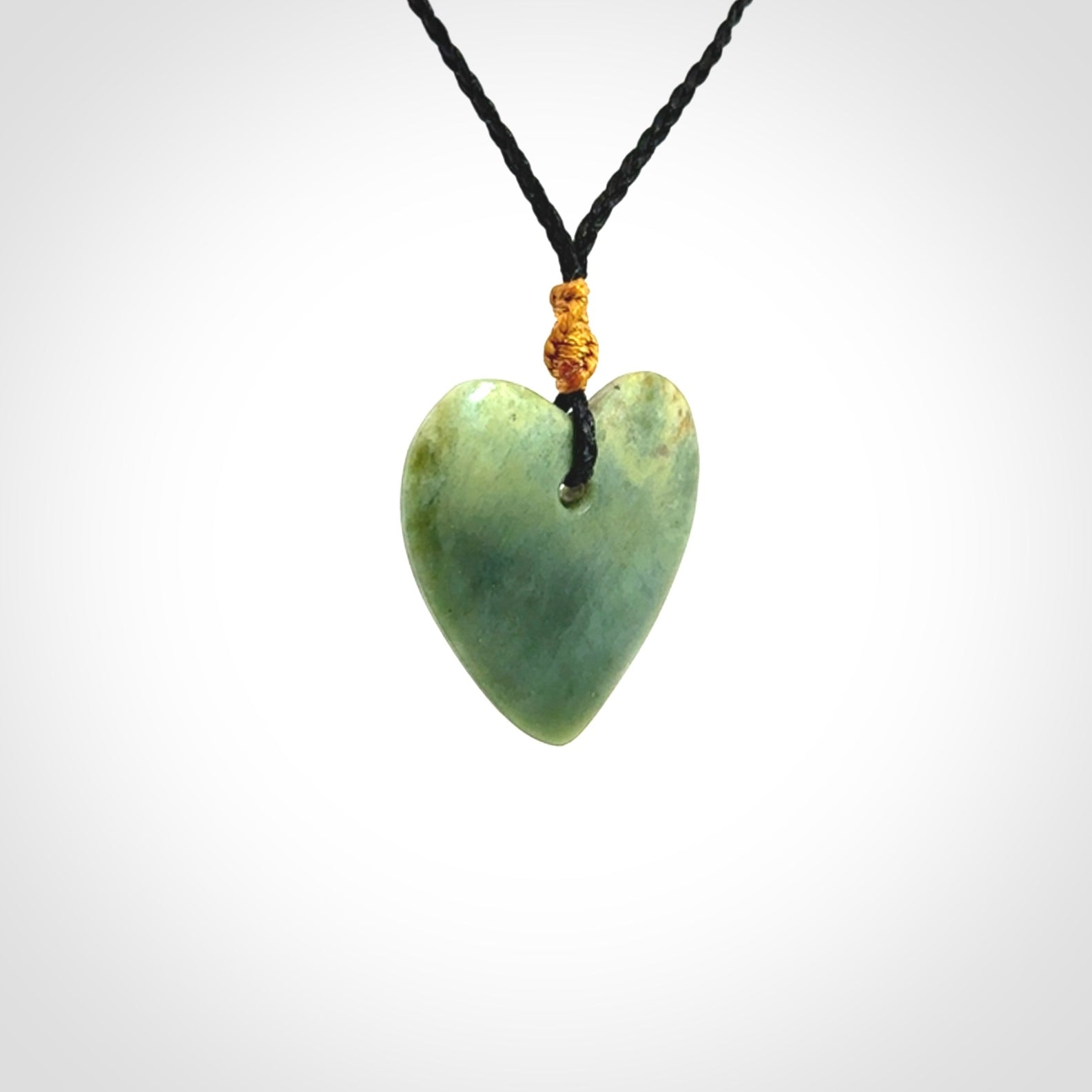 Hand Carved New Zealand Inanga Jade Heart Pendant