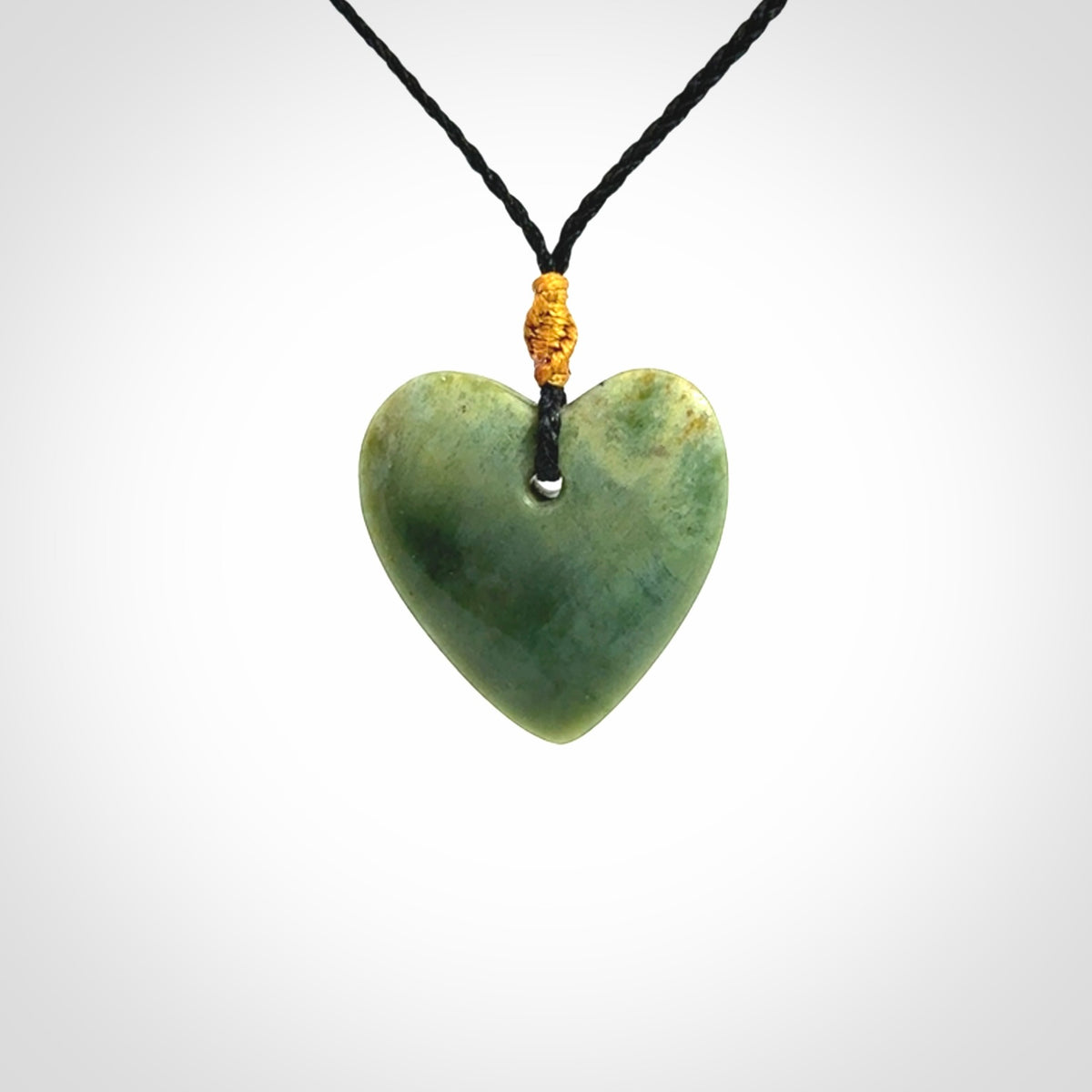 Hand Carved New Zealand Inanga Jade Heart Pendant