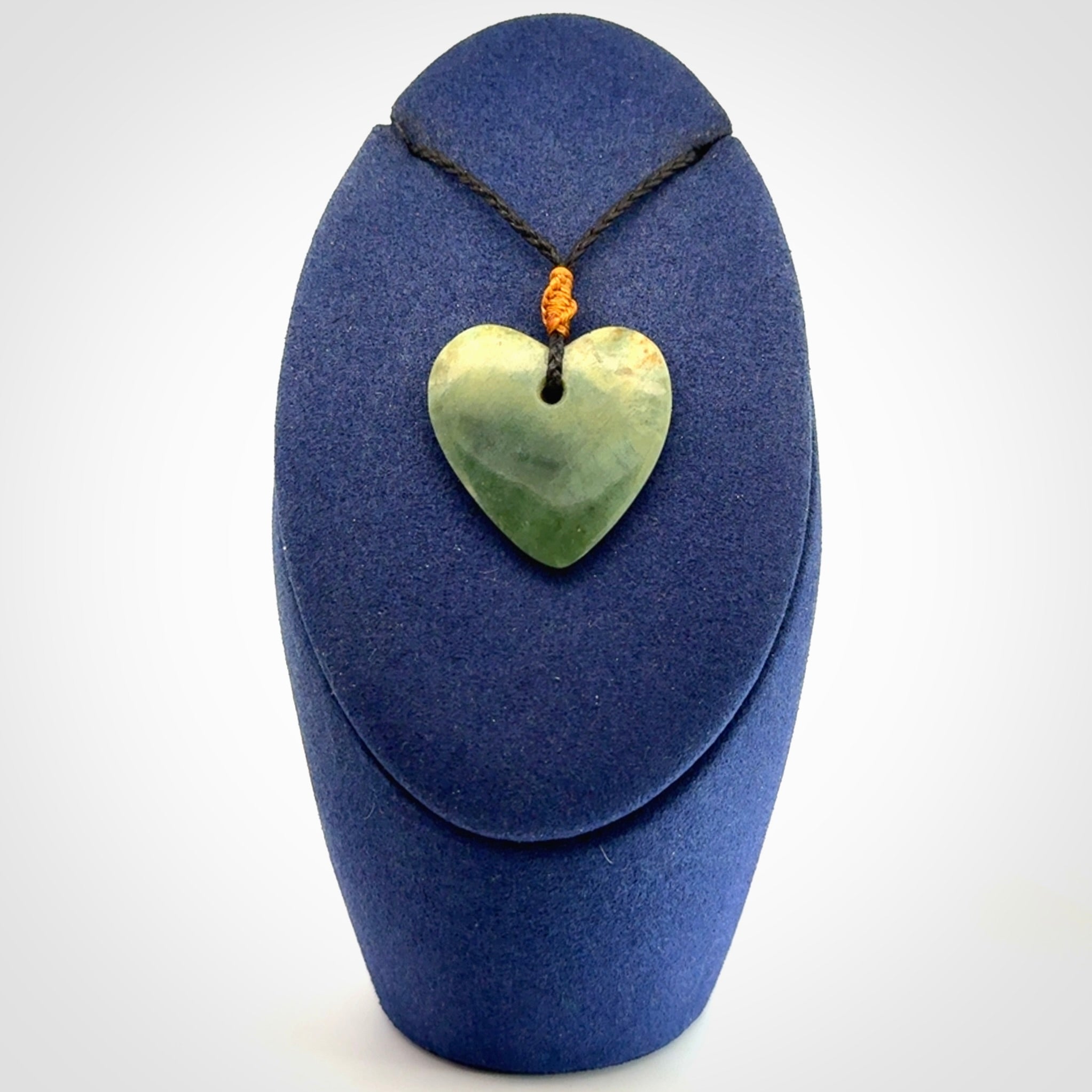 Hand Carved New Zealand Inanga Jade Heart Pendant