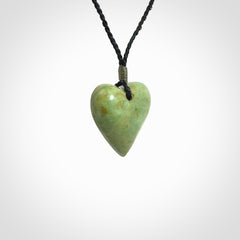 Hand carved New Zealand Jade heart pendant