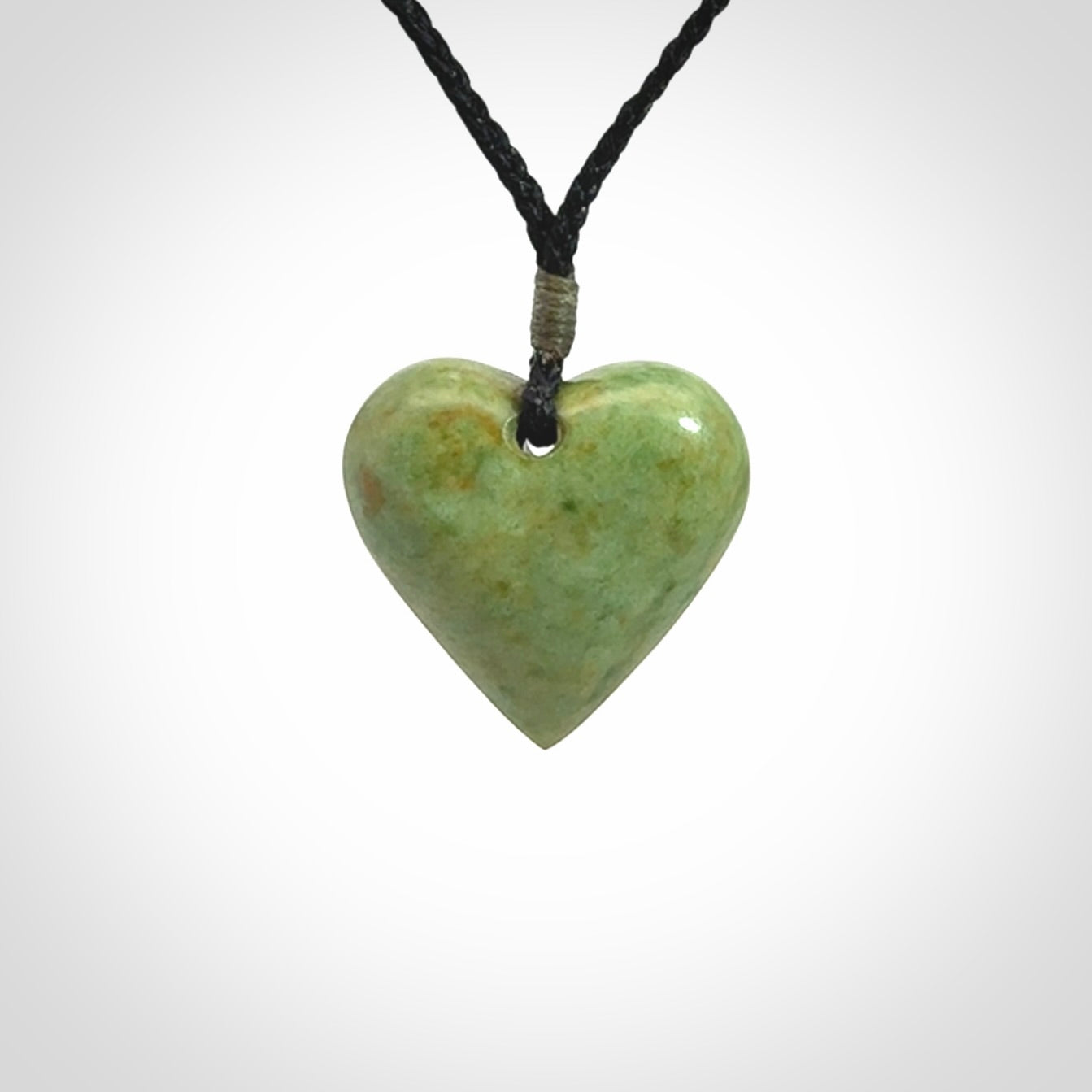 Hand carved New Zealand Jade heart pendant