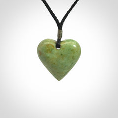 Hand carved New Zealand Jade heart pendant