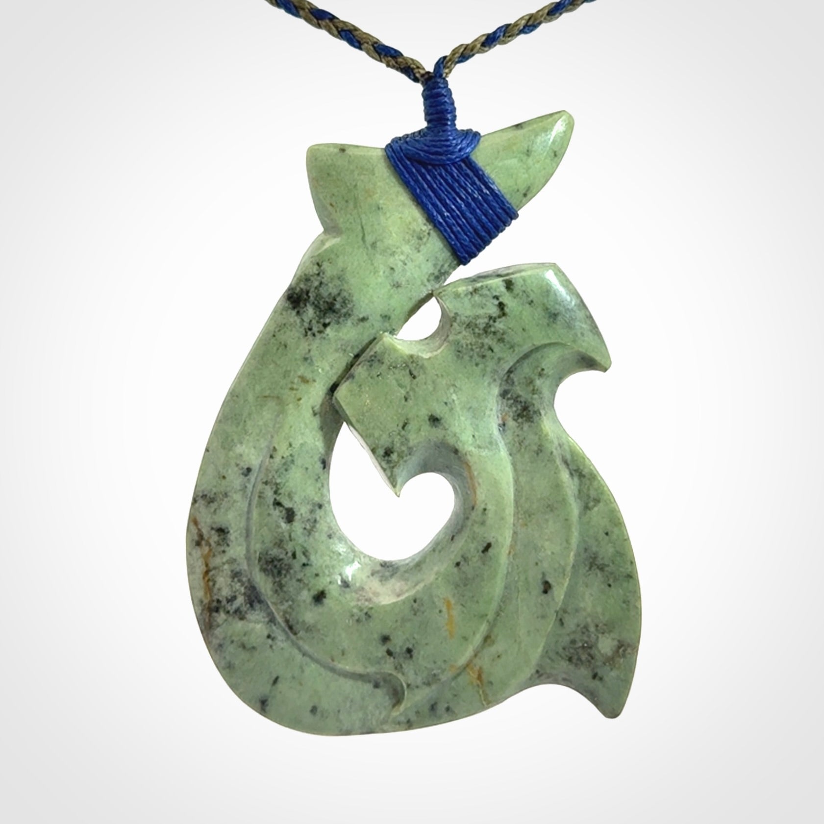 Hand carved New Zealand Jade hammerhead koru pendant