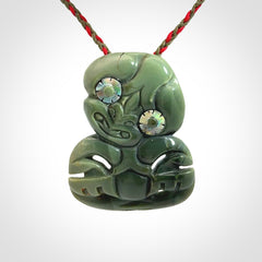 Hand carved New Zealand Jade tiki pendant