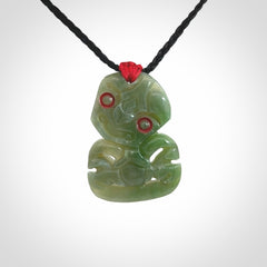 Hand carved New Zealand Jade tiki pendant