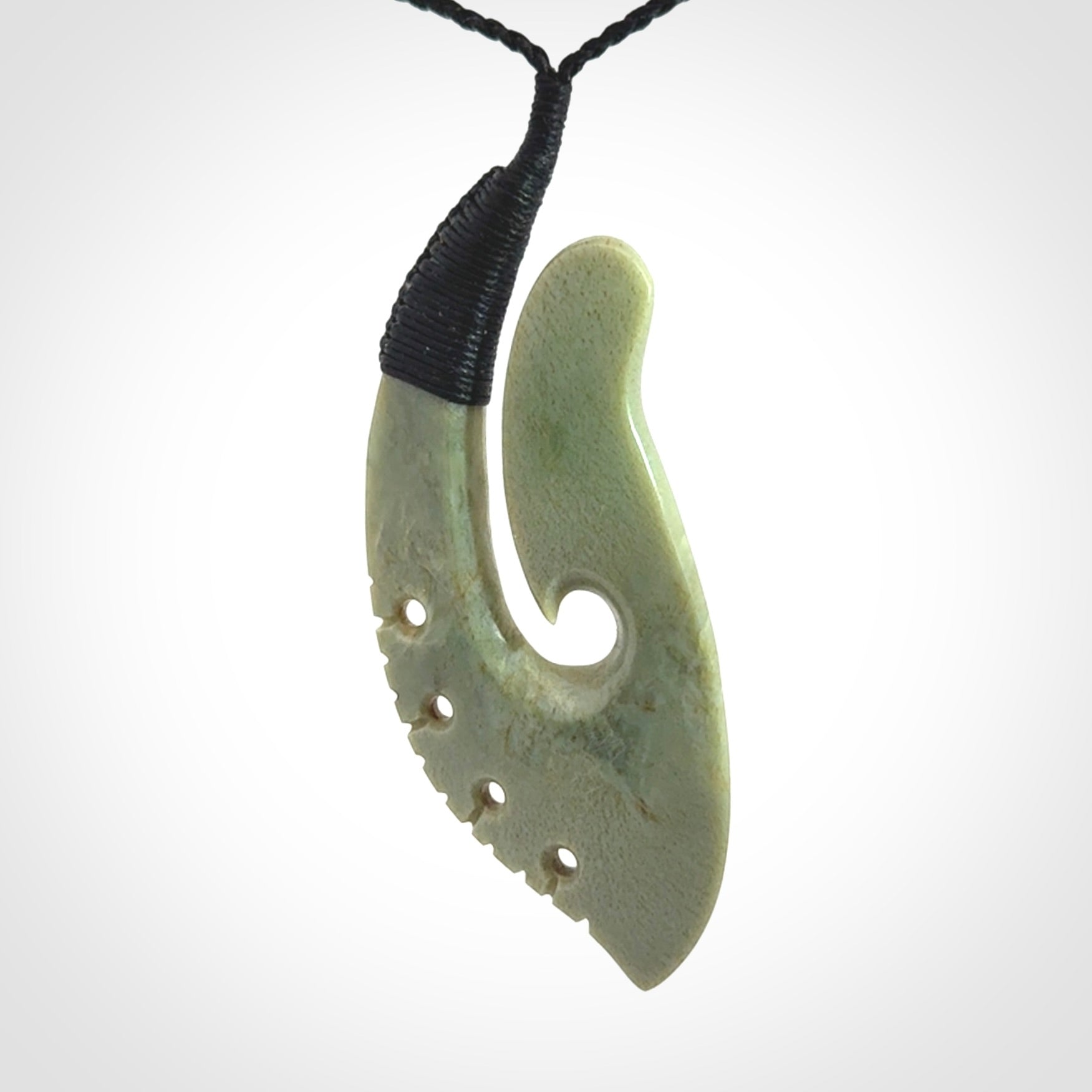 A Stand Out Matau, Hand Carved in Gorgeous Pounamu