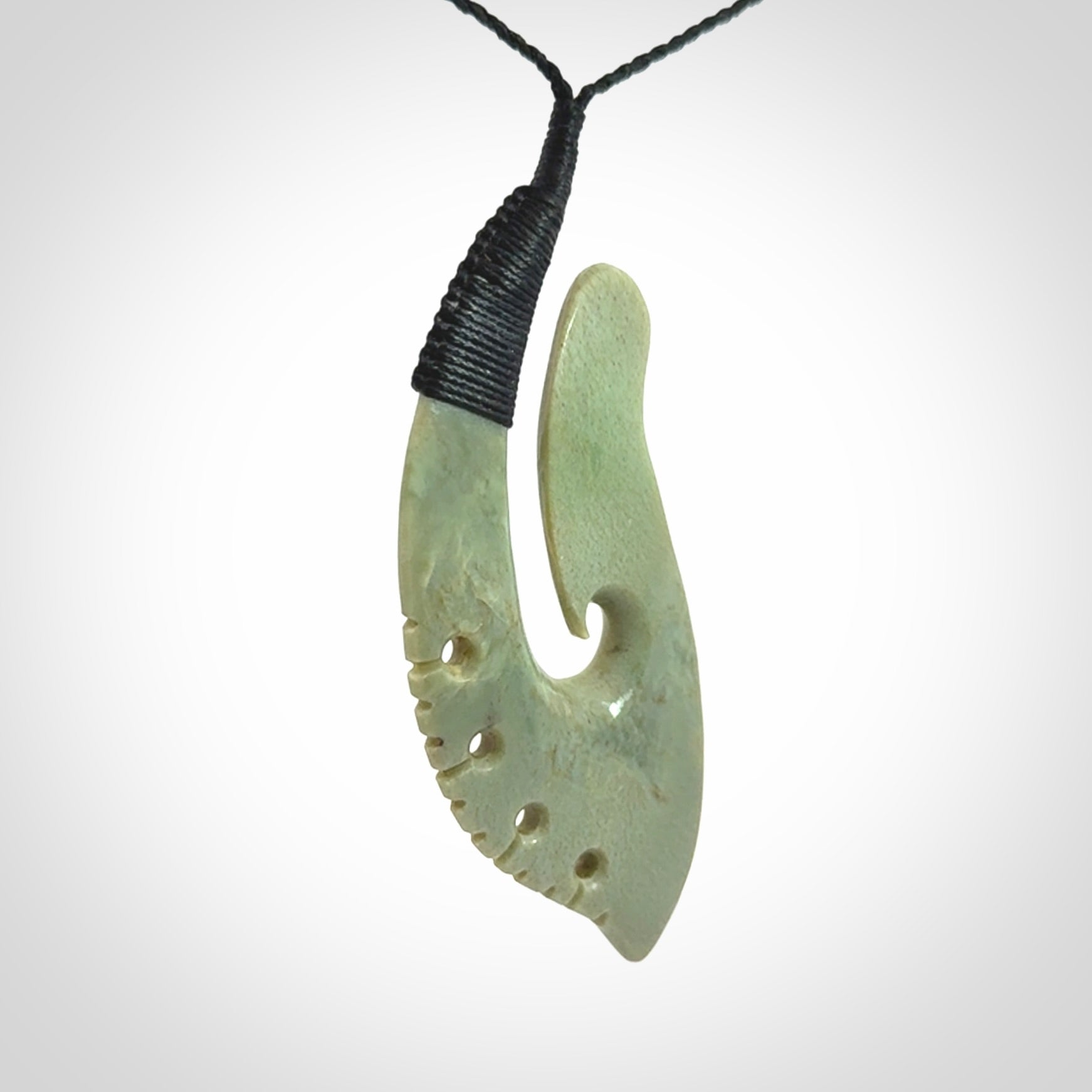 A Stand Out Matau, Hand Carved in Gorgeous Pounamu