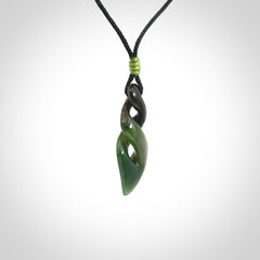 A sublime twist pendant carved in gorgeous jade