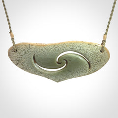 Hand carved whale tail pendant in New Zealand Jade