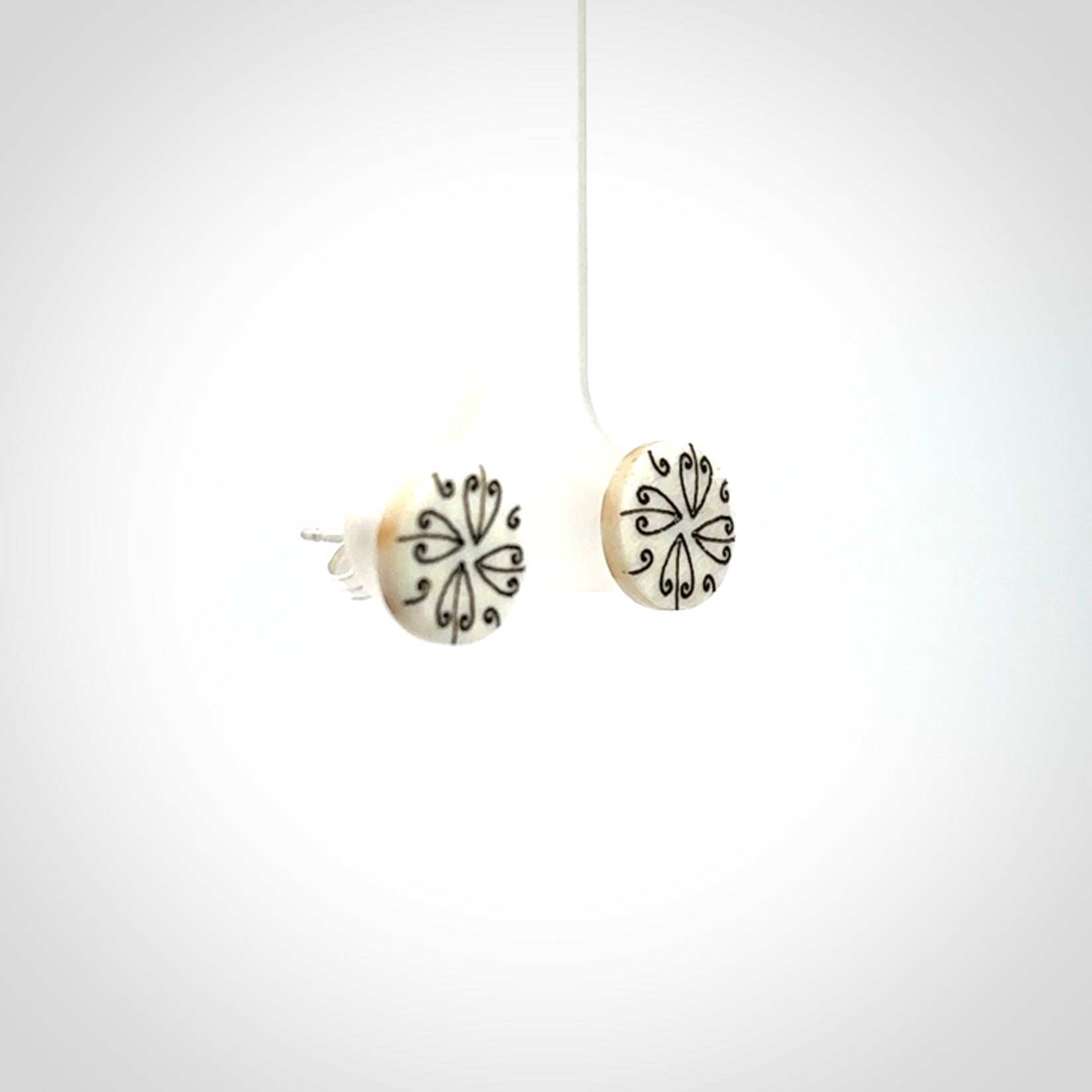 Lovely, little, bone stud earrings