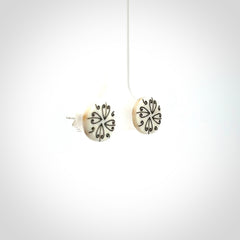 Lovely, little, bone stud earrings