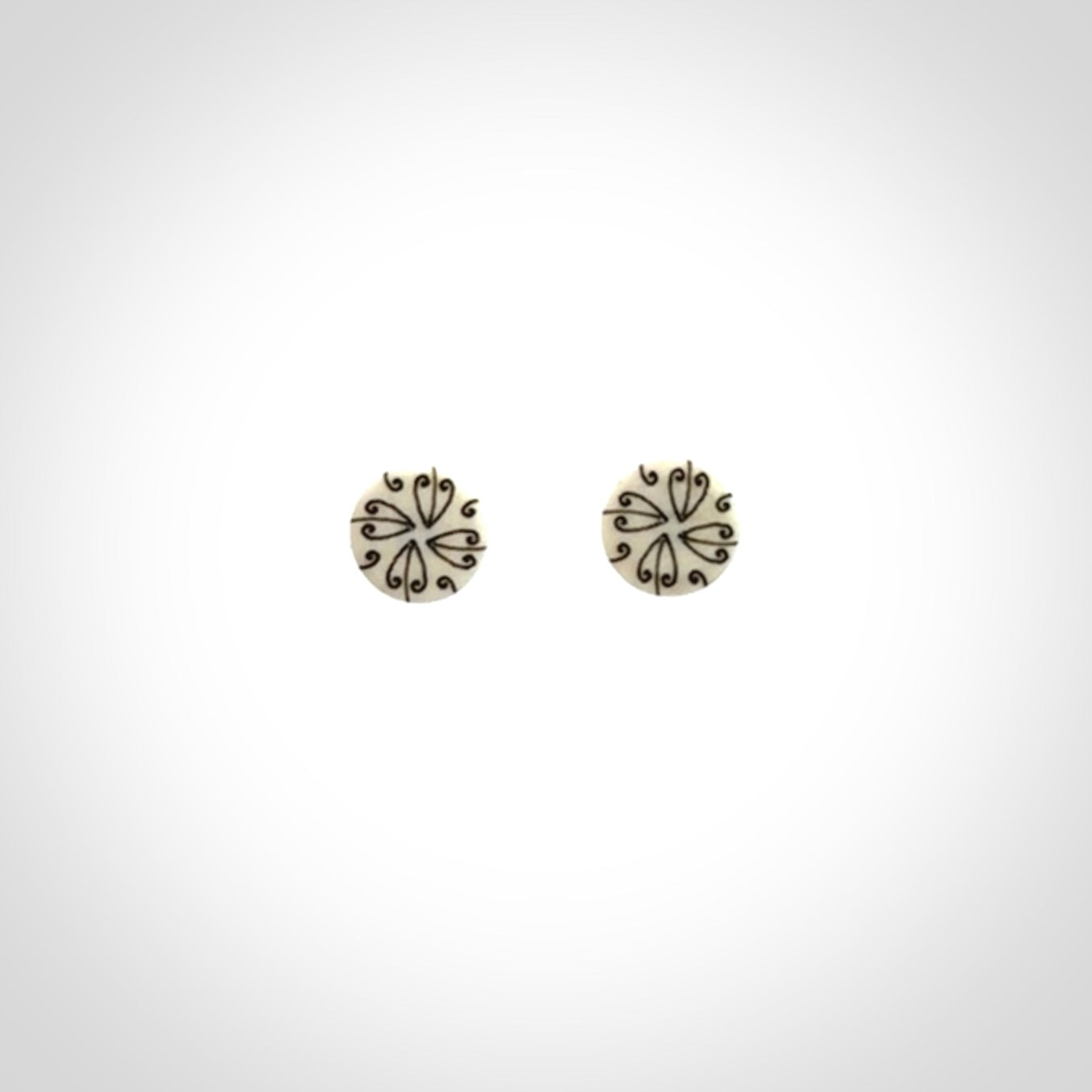Lovely, little, bone stud earrings