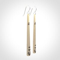 Beautiful, Double Sided, Bone Earrings