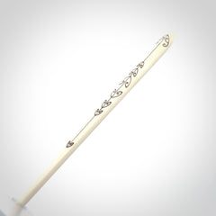 Hand carved bone hair pin with double sided koru design.