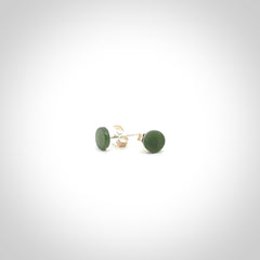 Hand carved small New Zealand Jade and Sterling Silver stud earrings.