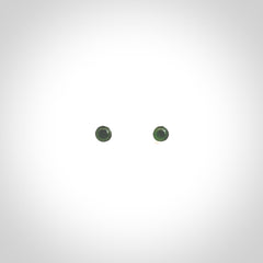 Hand carved small New Zealand Jade and Sterling Silver stud earrings.