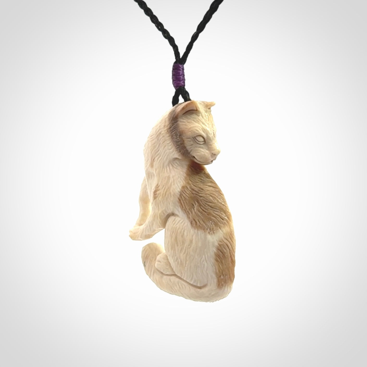 Hand Carved Bone Cat Pendant