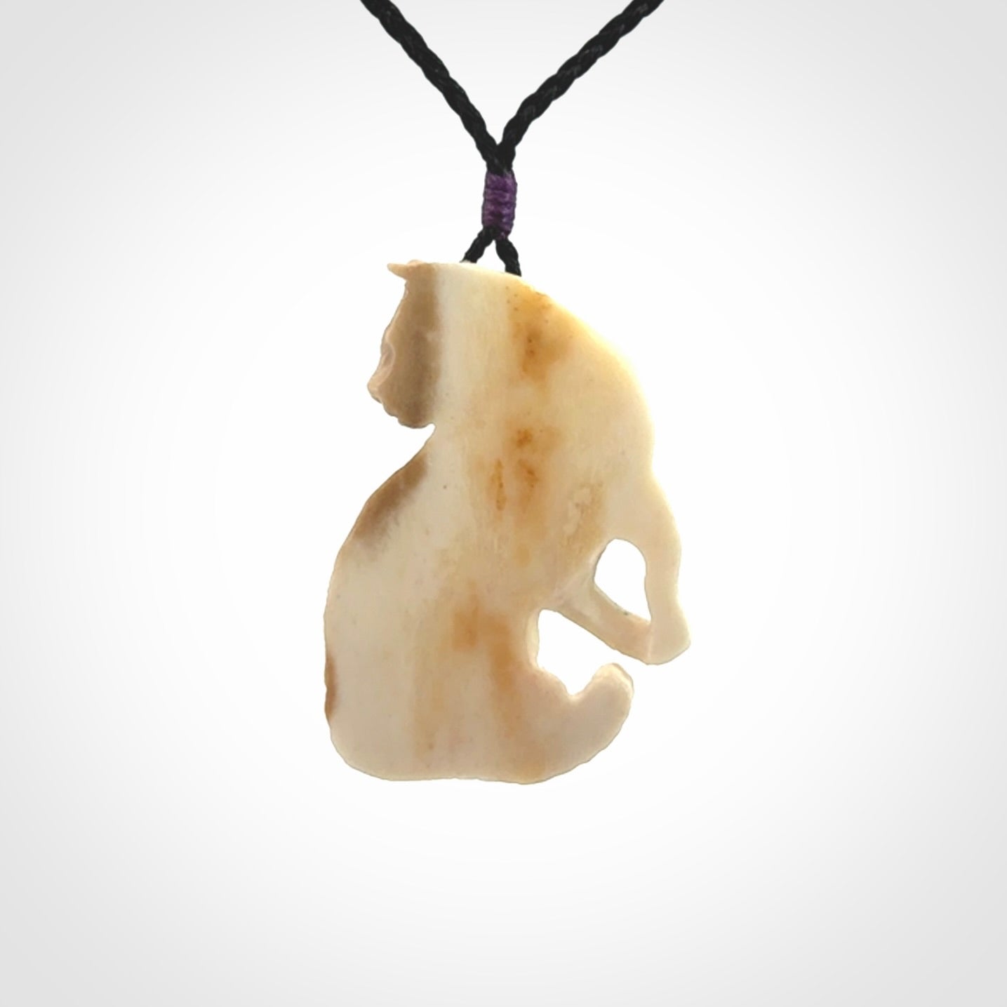 Hand Carved Bone Cat Pendant