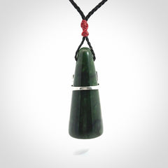 Hand carved jade ring holder pendant