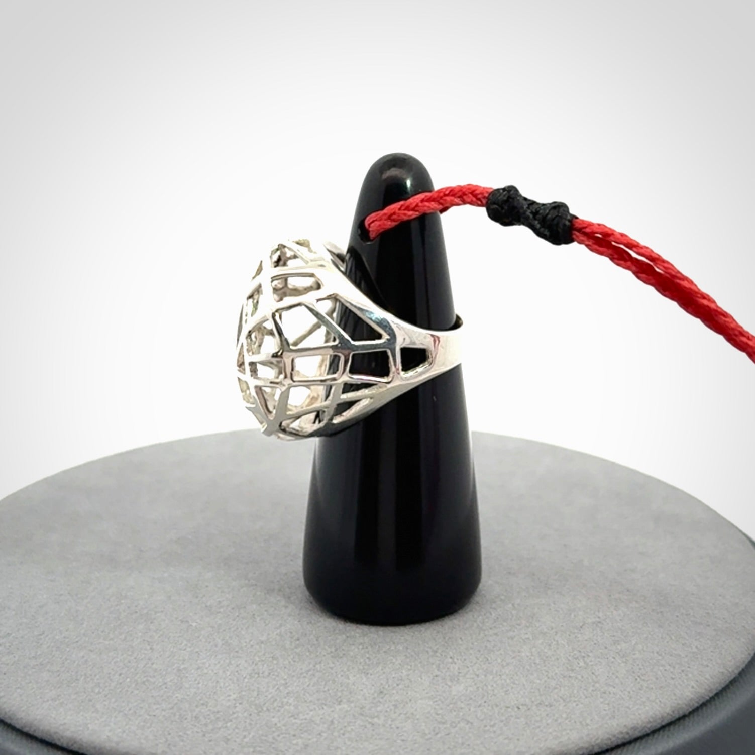 Hand carved black jade ring holder pendant