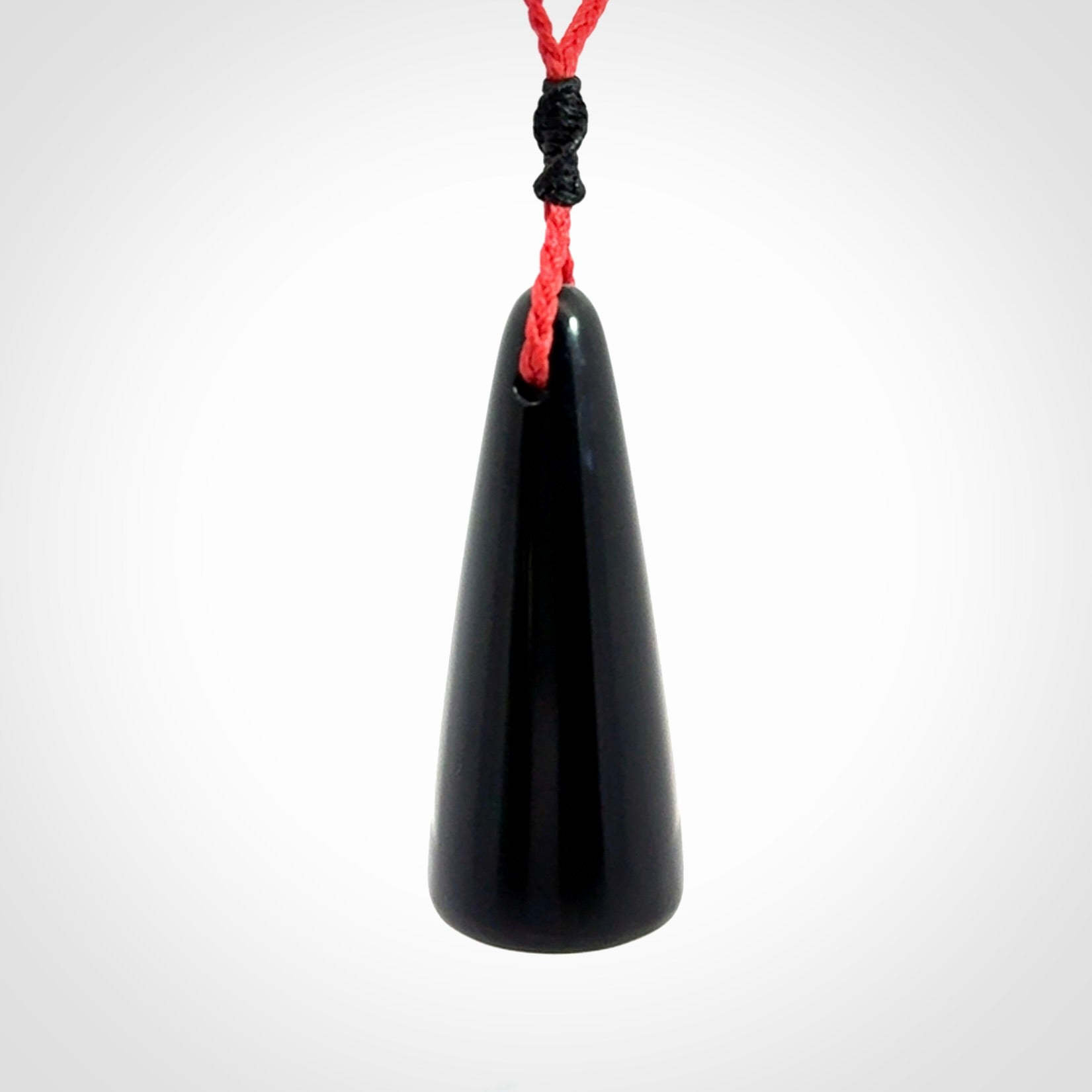 Hand carved black jade ring holder pendant