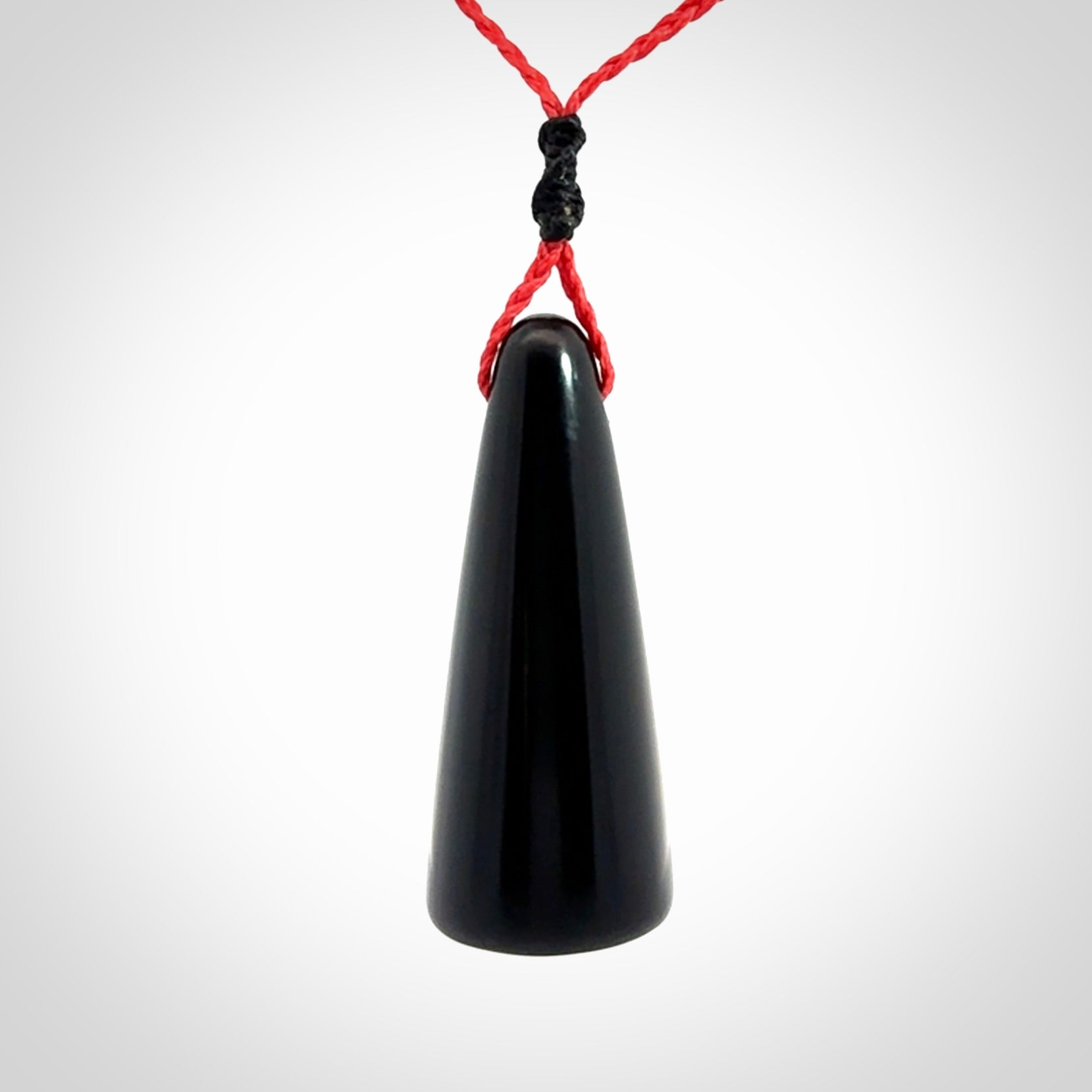 Hand carved black jade ring holder pendant
