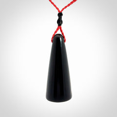Hand carved black jade ring holder pendant