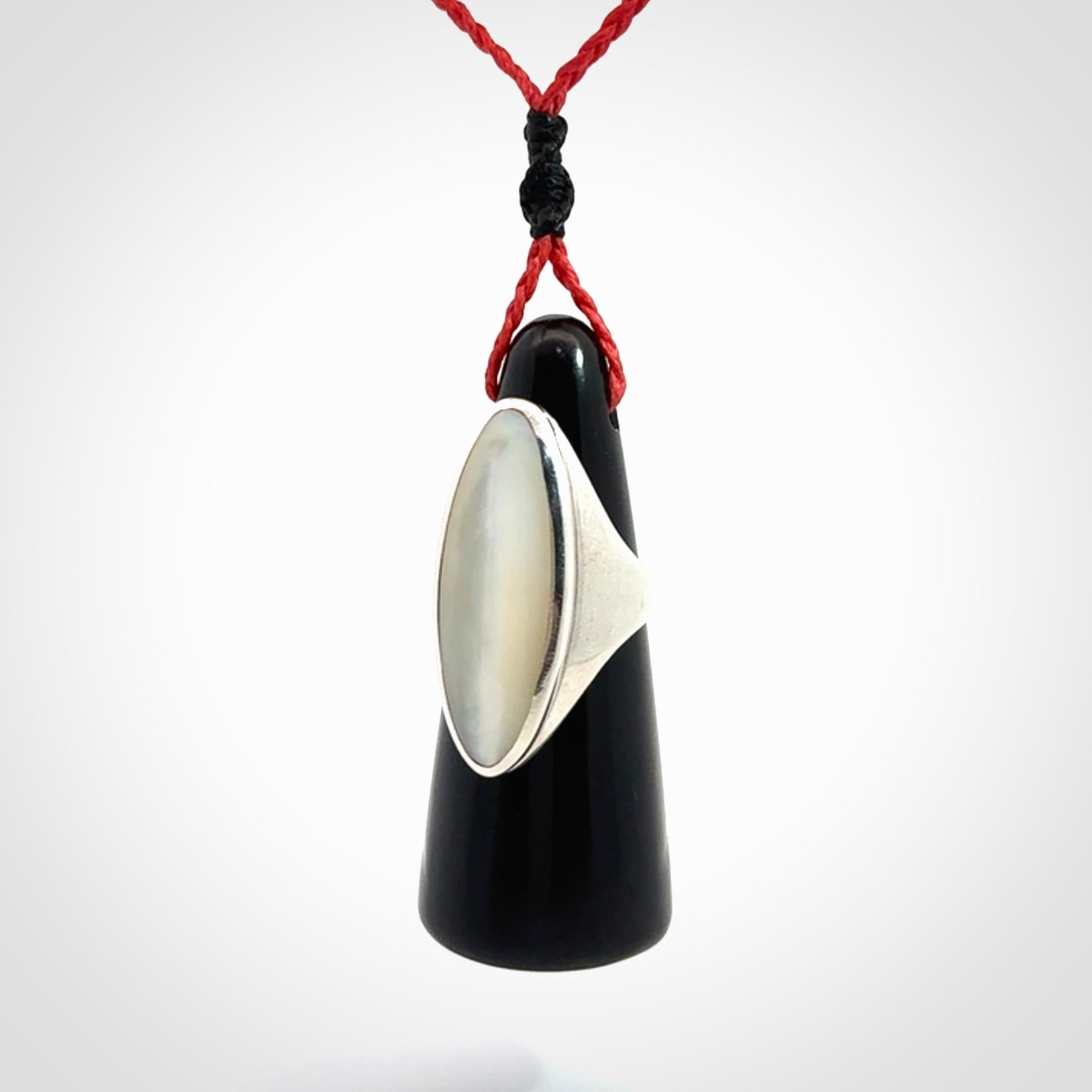 Hand carved black jade ring holder pendant