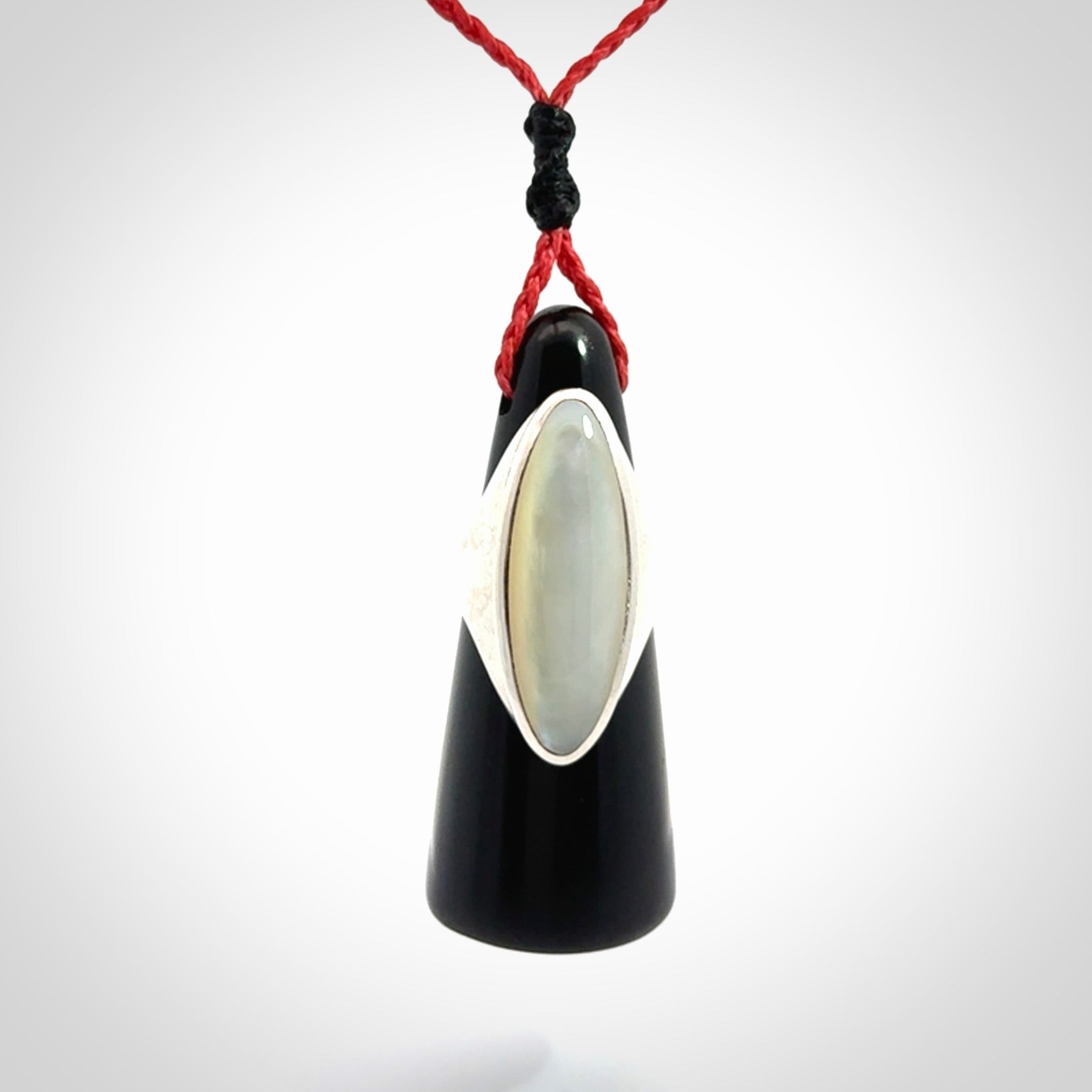 Hand carved black jade ring holder pendant