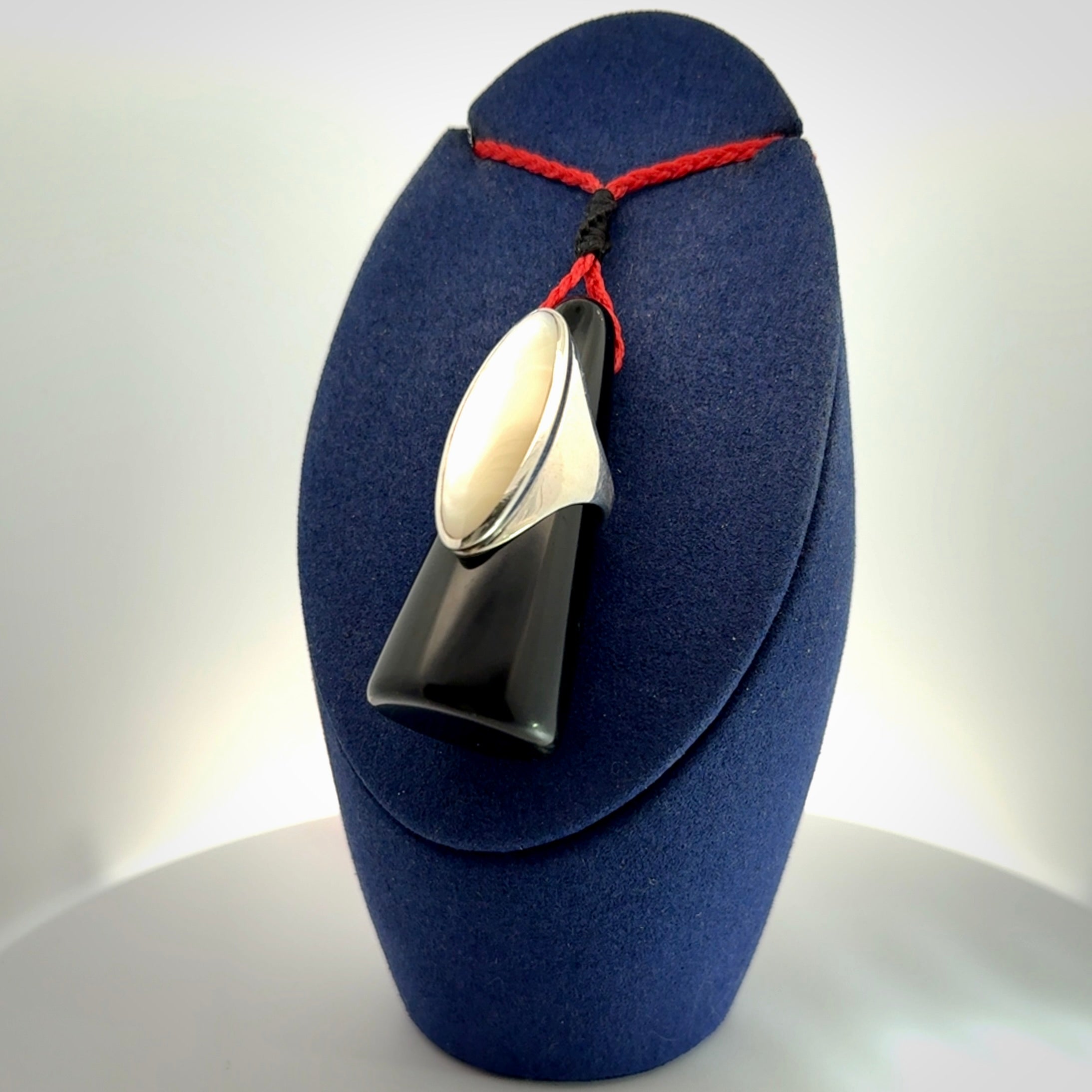 Hand carved black jade ring holder pendant