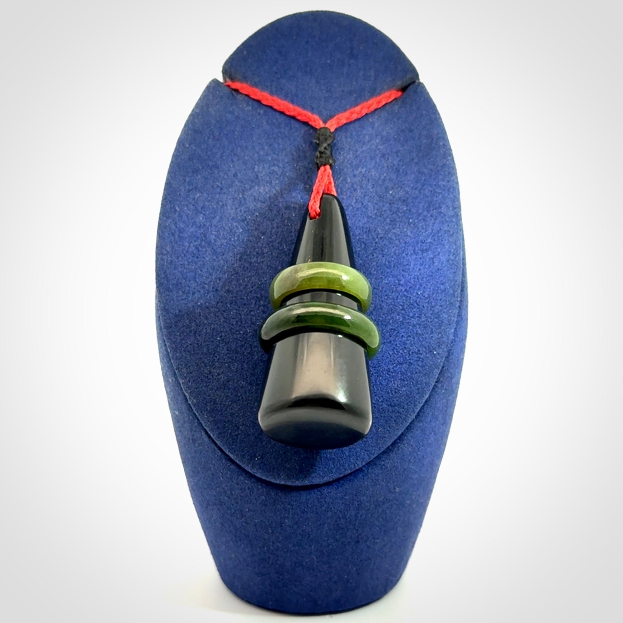 Hand carved black jade ring holder pendant