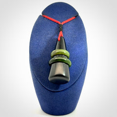 Hand carved black jade ring holder pendant