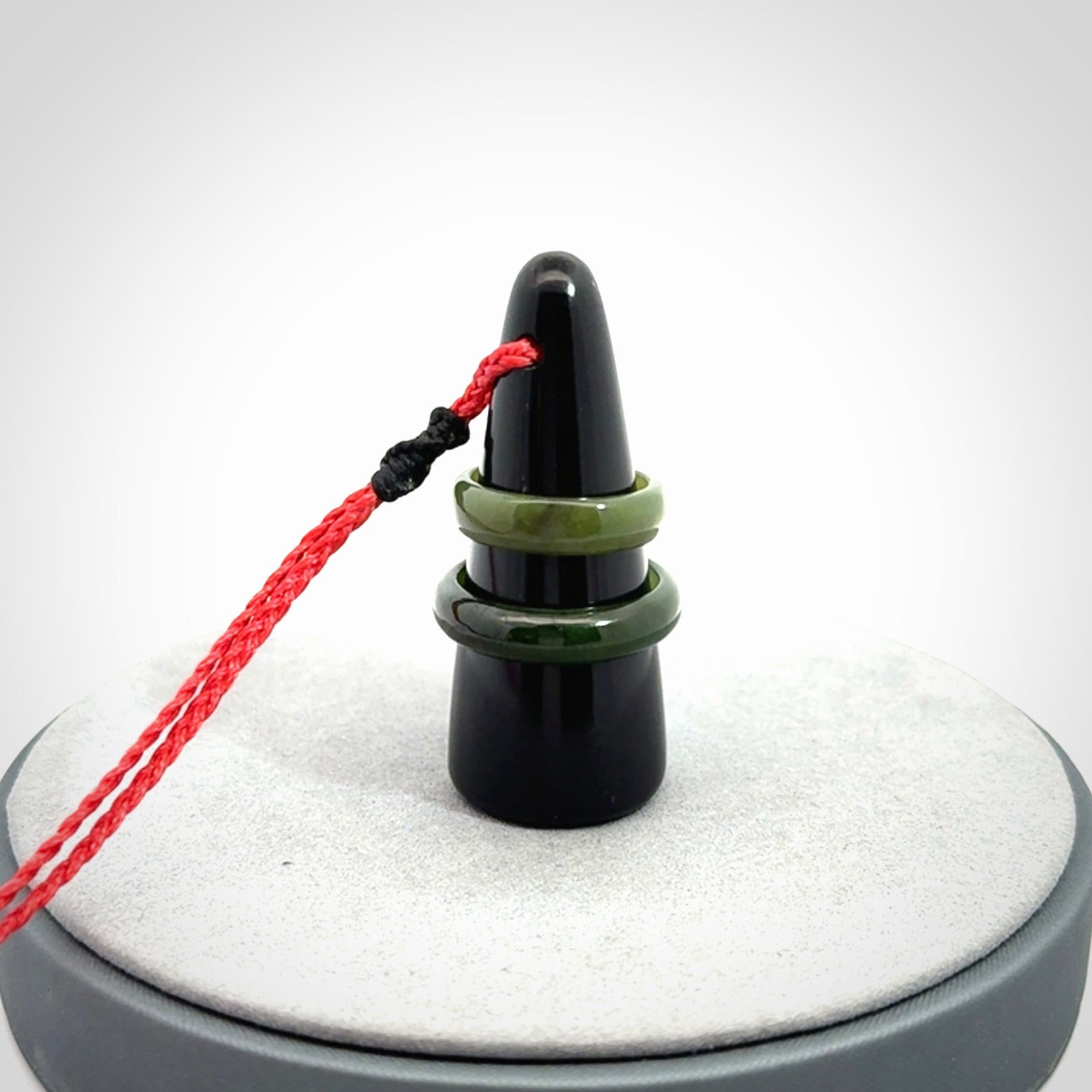 Hand carved black jade ring holder pendant