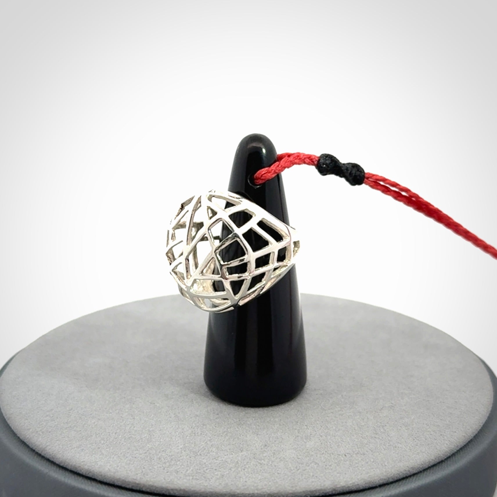 Hand carved black jade ring holder pendant