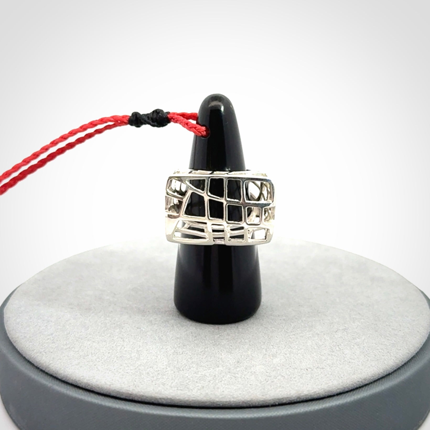 Hand carved black jade ring holder pendant