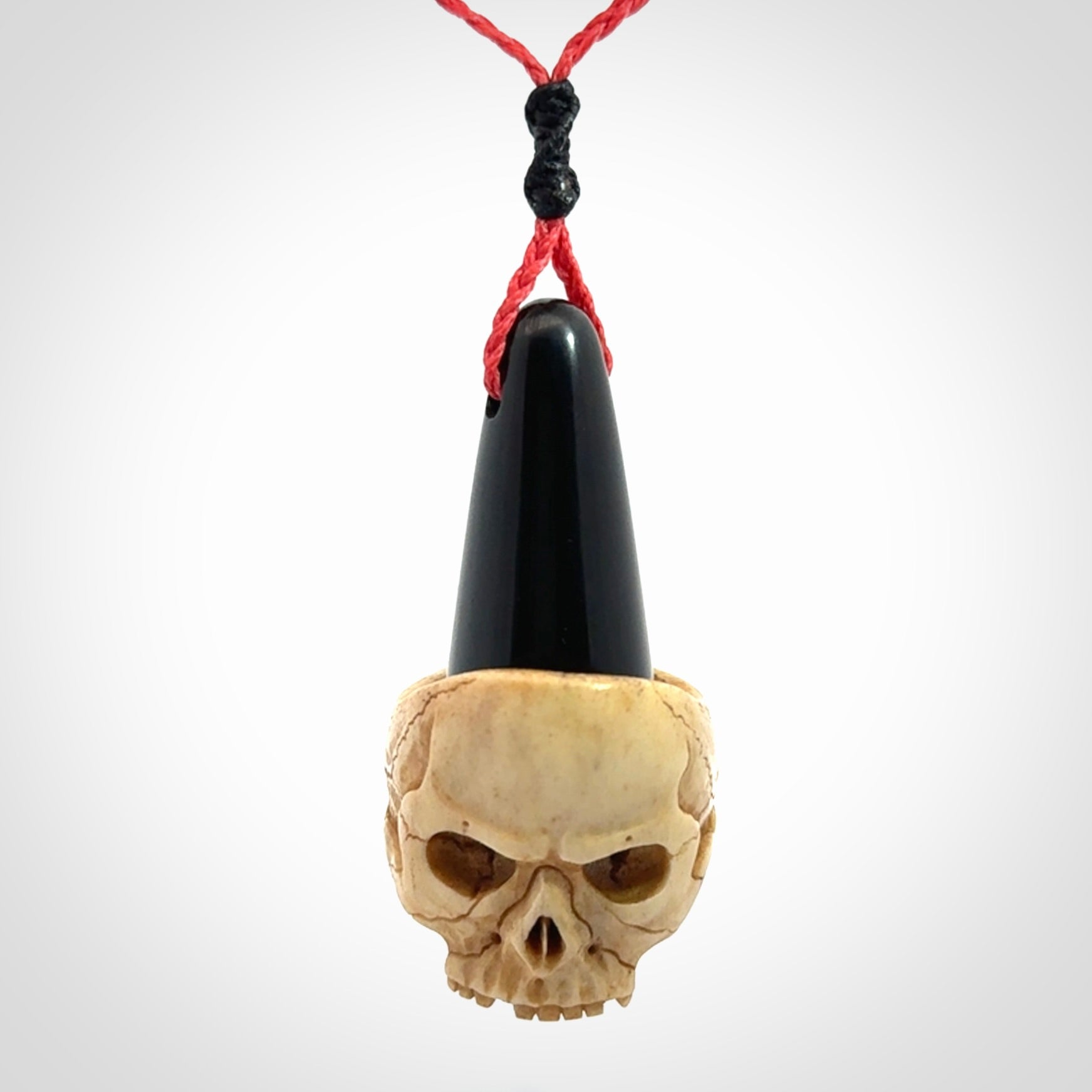 Hand carved black jade ring holder pendant