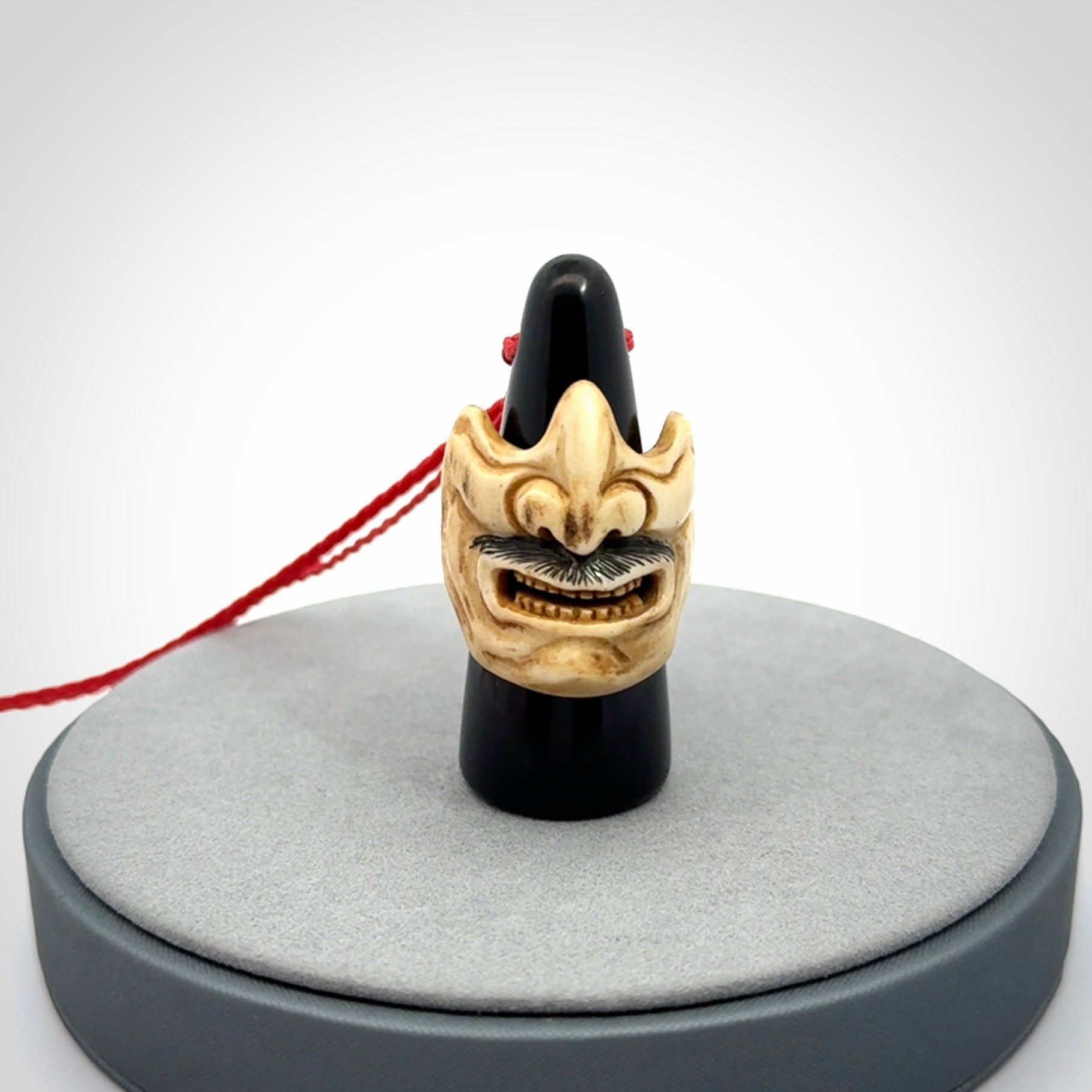 Hand carved black jade ring holder pendant