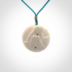 Hand carved woolly mammoth tusk beluga whale pendant