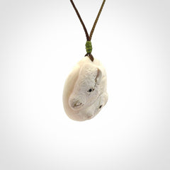 Bison pendant Hand Carved in Woolly Mammoth Tusk