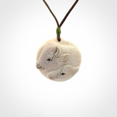 Bison pendant Hand Carved in Woolly Mammoth Tusk