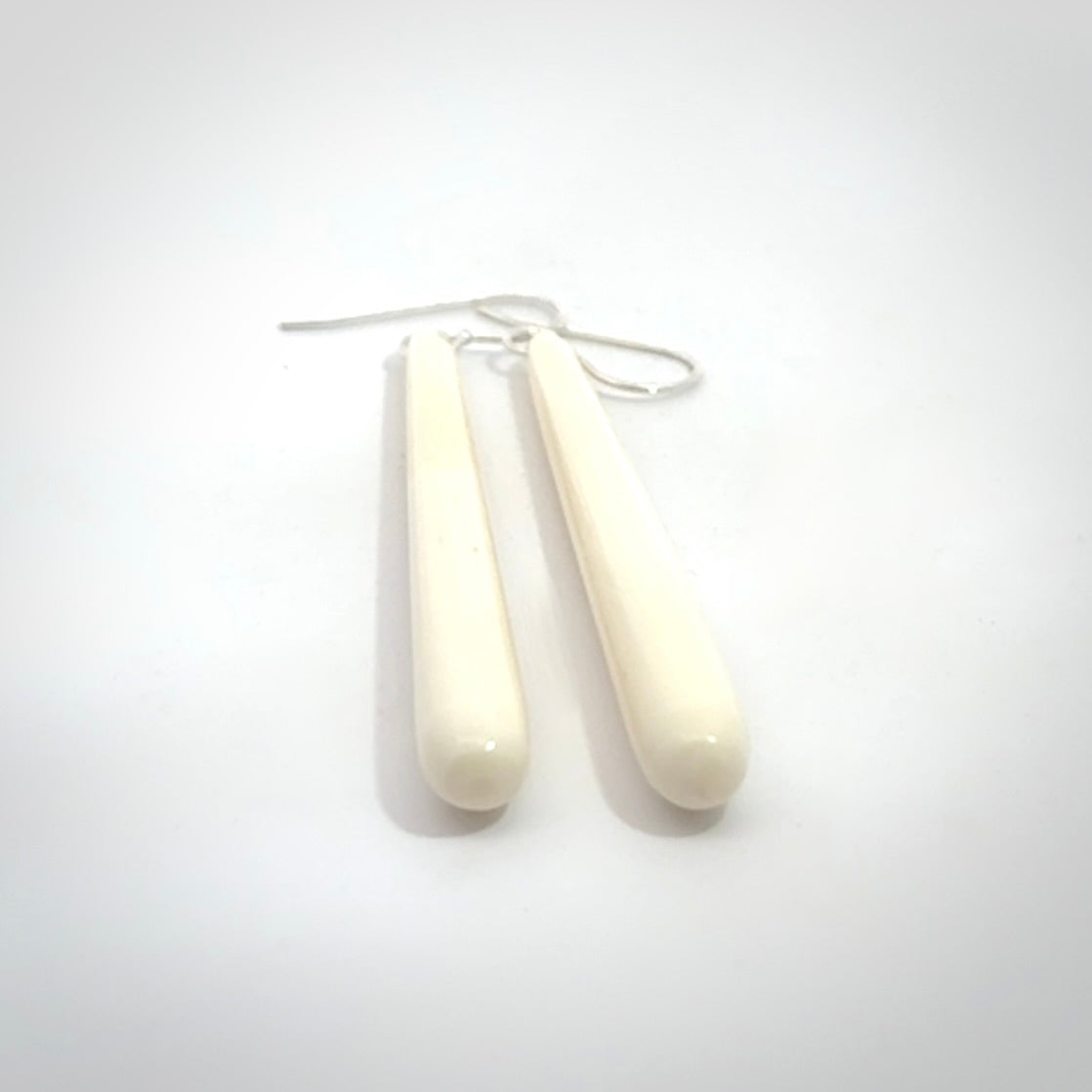 Hand carved large sized, bone drop earrings. Hand made by Kristal Thompson. One only bone drop earrings. Real bone art to wear. Free Shipping worldwide