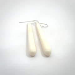 Hand carved large sized, bone drop earrings. Hand made by Kristal Thompson. One only bone drop earrings. Real bone art to wear. Free Shipping worldwide